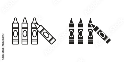 Crayon icon. concept solid and line style in black. EPS 10