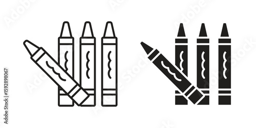 Crayon icon. concept solid and line style in black. EPS 10