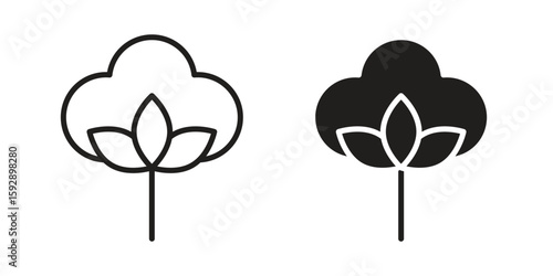 Cotton icon. concept solid and line style in black. EPS 10