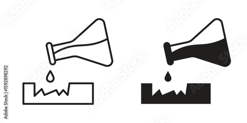 Corrosive substance icon. concept solid and line style in black. EPS 10