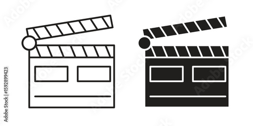 Cinema flapper icon. concept solid and line style in black. EPS 10