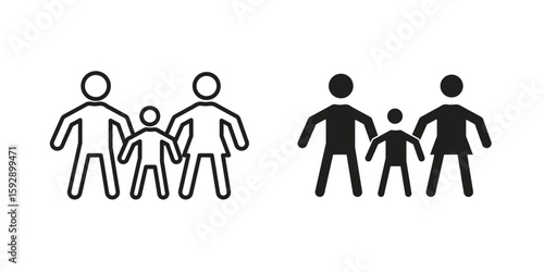 Child custody icon. concept solid and line style in black. EPS 10