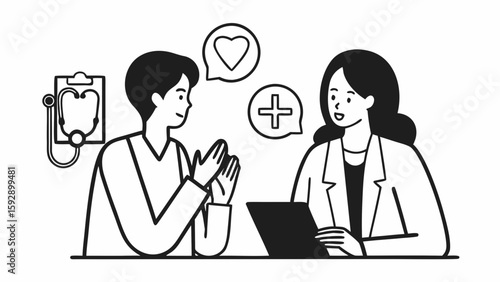 Doctor consultation health checkup medical advice stethoscope patient care healthcare professional service visit silhouette