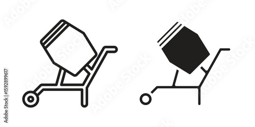 Cement mixer icon. concept solid and line style in black. EPS 10