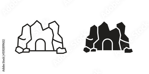 cave icon. concept solid and line style in black. EPS 10