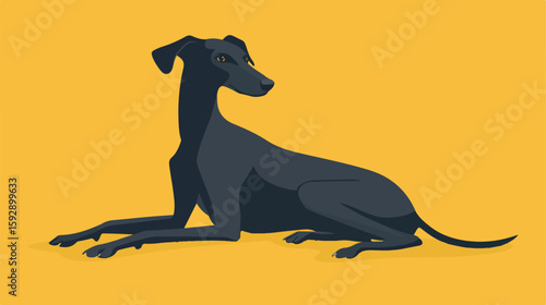 Greyhound Dog Sitting Flat Vector Icon