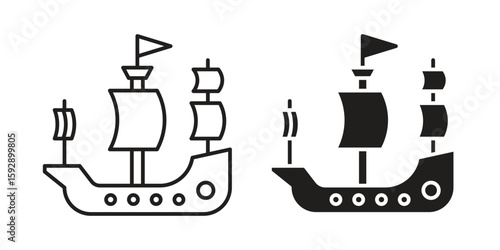Caravel icon. concept solid and line style in black. EPS 10