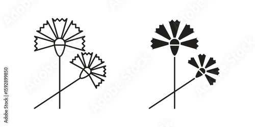 Carnation icon. concept solid and line style in black. EPS 10