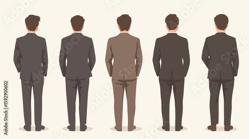 Corporate Avatar Characters Back View Illustration