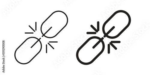 Broken link icon. concept solid and line style in black. EPS 10