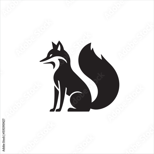 Wallpaper Mural Stylized black fox sitting with bushy tail Torontodigital.ca
