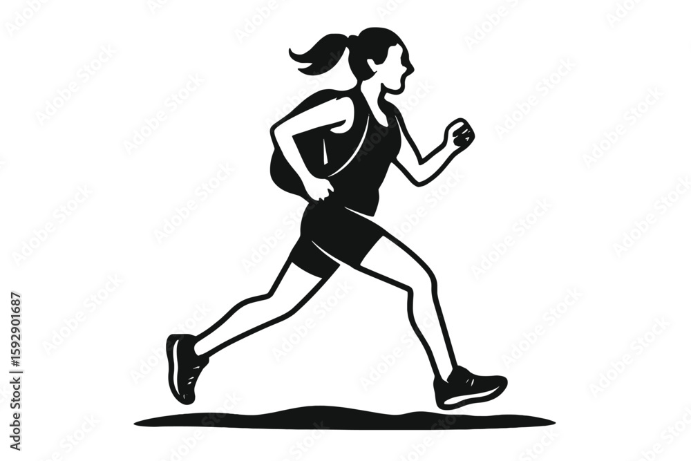 Vector illustration of a sport running woman on a white background created as a continuous one line drawing Vector illustration of a sport running woman on a white background created as a continuous one line drawing