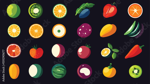 Nutritive Food Icons Vector Illustration