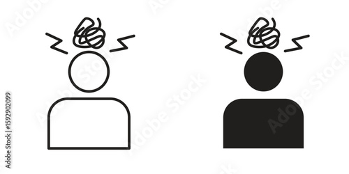 Anxiety icon. concept solid and line style in black. EPS 10