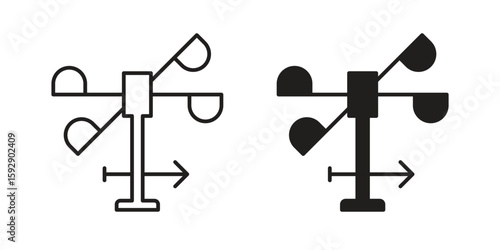 Anemometer icon. concept solid and line style in black. EPS 10