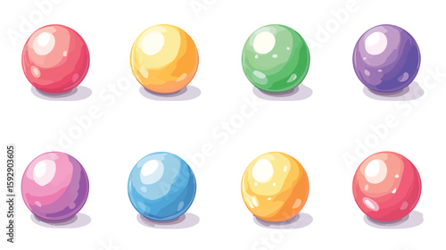 Colorful Gum Candy Balls Vector Illustration
