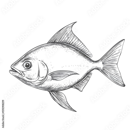 Atlantic Pomfret Sketch Symbol Isolated