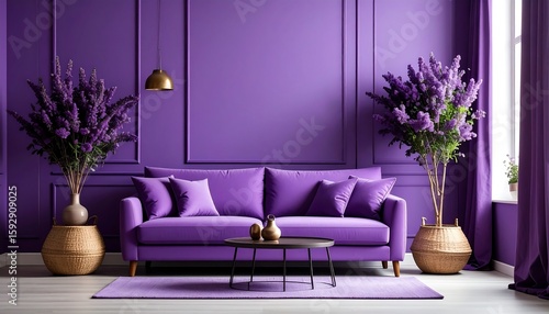 Purple living room with lilac