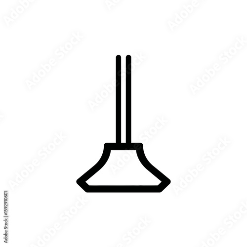 Toilet plunger tool unclogs drain pipe inside restroom clean white