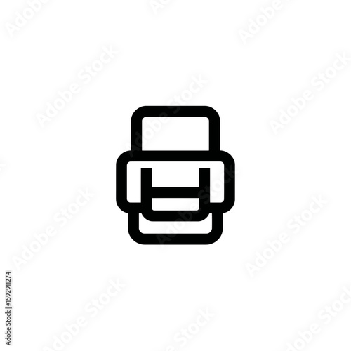Printer device outputs paper in office minimalist style black on white background