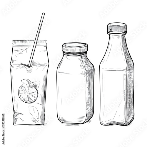Hand Drawn Juice Milk Packaging Sketch