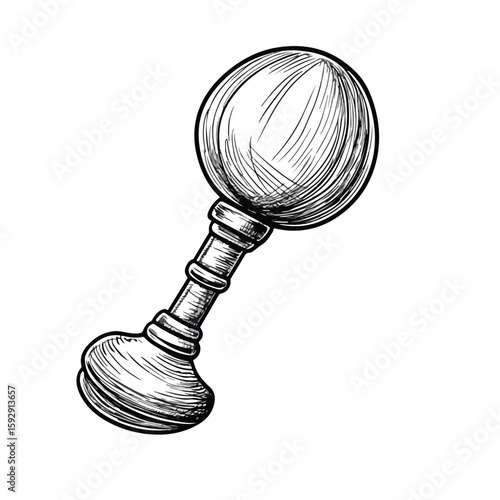 Hand-drawn Bell Baby Rattle Toy Sketch