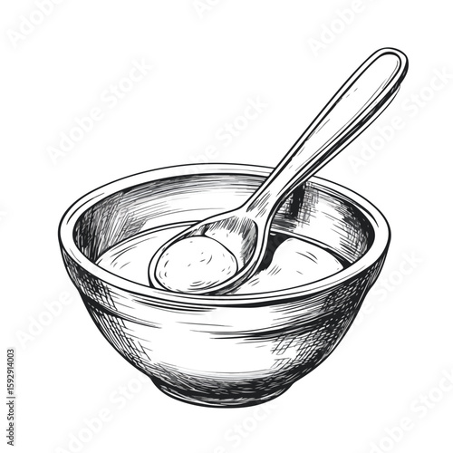 Hand-drawn sketch of waxing bowl
