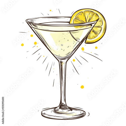 Martini cocktail drink hand-drawn sketch