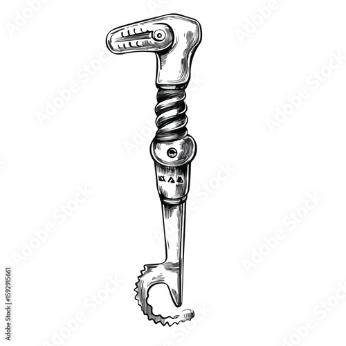 Hand-drawn Corkscrew Sommelier Knife Sketch