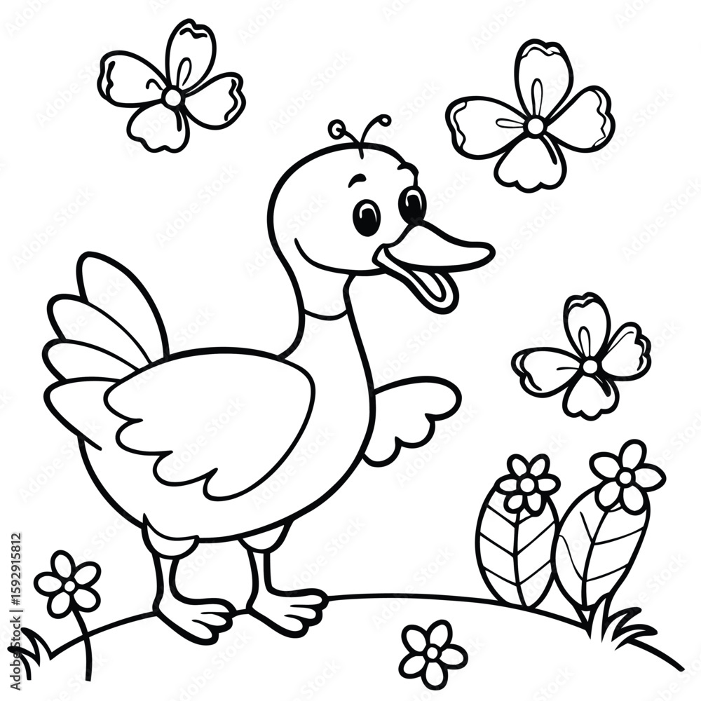 Fototapeta premium Duck line art coloring page 
