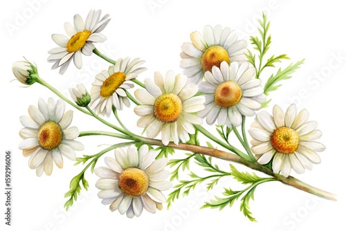 Watercolor Painting of Flowering Branch Botanical Floral Art