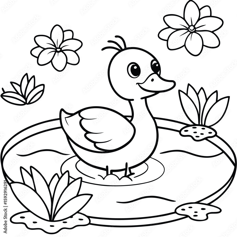 Obraz premium Duck line art coloring page 