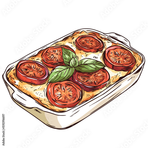 Vegetable Gratin Sketch Illustration