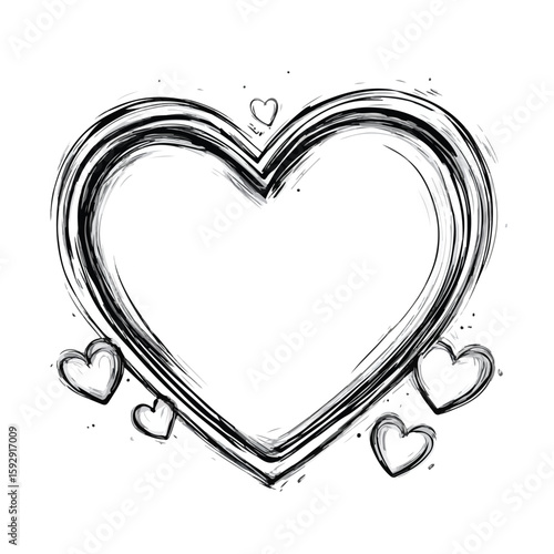 Heart-shaped photo frame sketch