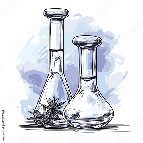 Glass Bong Sketch for Weed Smoking