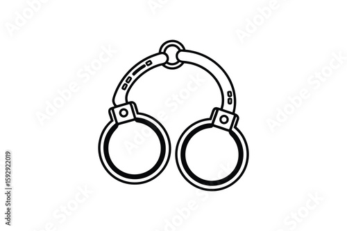 Handcuffs Illustration on White Background Representing Law Enforcement and Crime Prevention silhouette