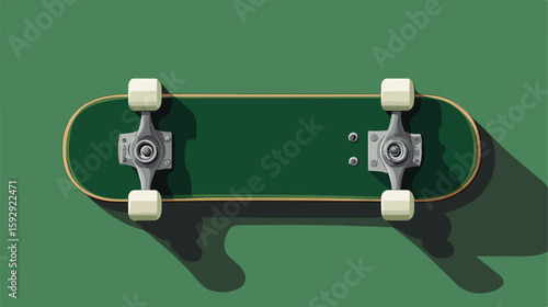 Flat Green Skateboard Sport Vector Illustration