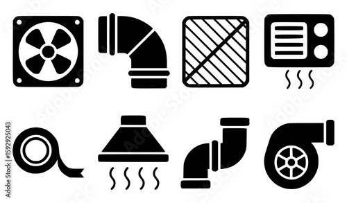 Ventilation fan ductwork filter air conditioner hood turbo tape vector