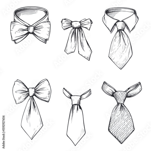 Sketch set of collars with ties