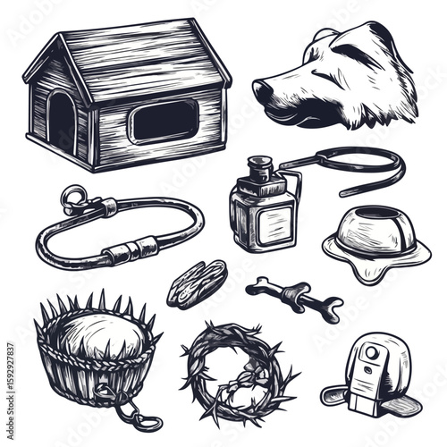 Pet Supplies Sketch Set with Dog Collar