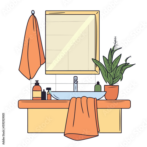 Cartoon Towel Hanging in Bathroom