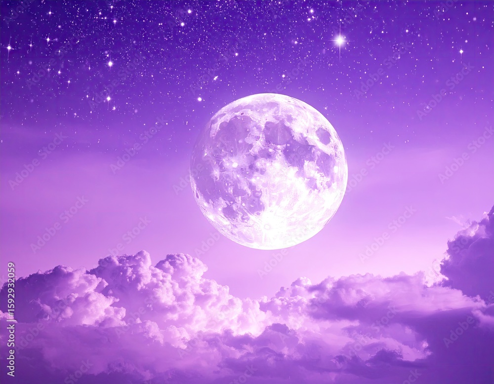 Fototapeta premium Full moon, starry night sky