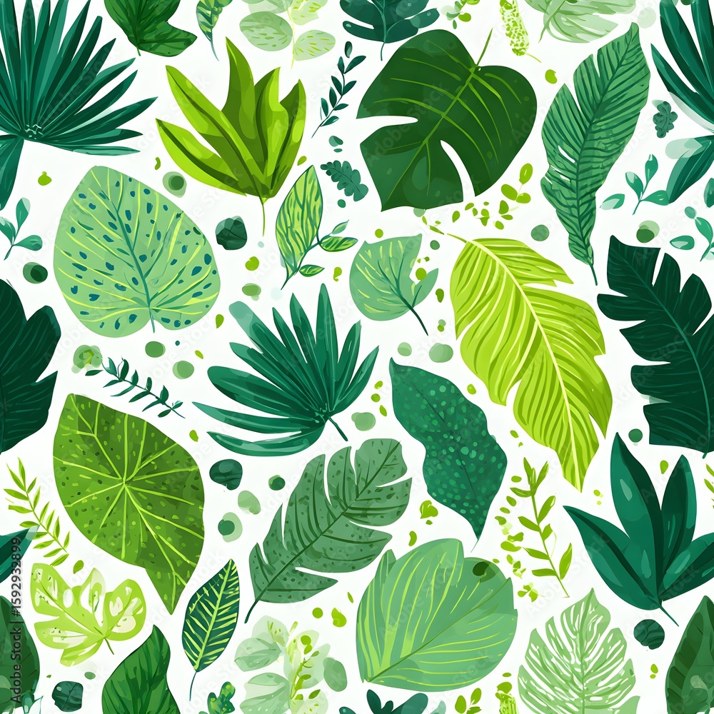 Fototapeta premium seamless pattern with green leaves