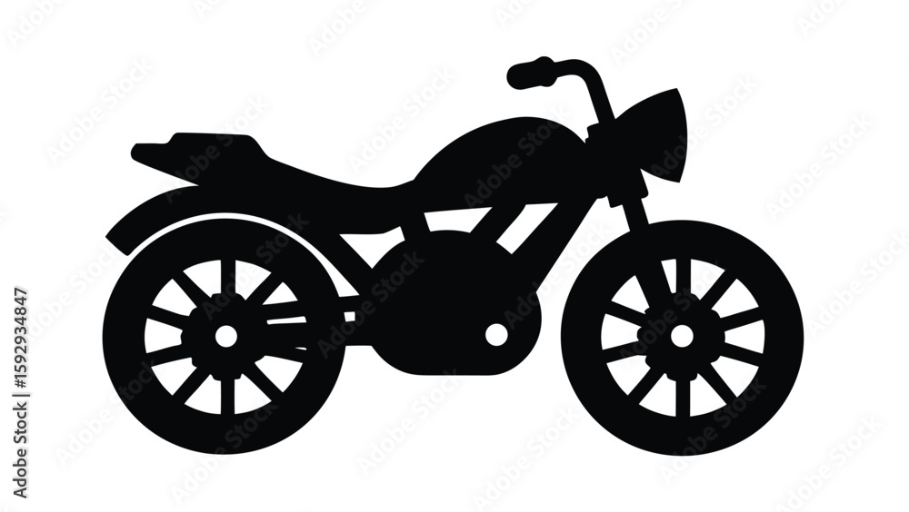 Fototapeta premium Motorcycle Silhouette Illustration Classic Bike Transportation Icon Isolated on White