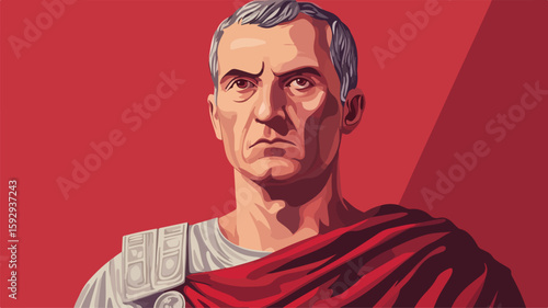 Detailed Vector Drawing of Roman Emperor Julius Caesar's Head - Professional Image Usage