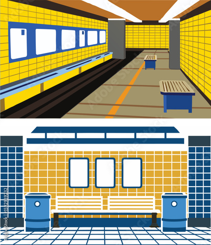 vector illustration of a modern train station