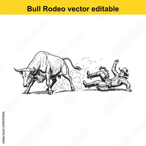 Cowboy falls as bull charges forward in rodeo