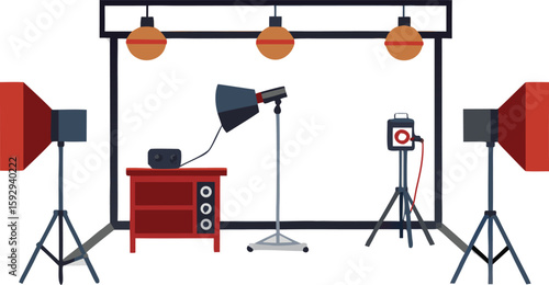 Flat illustration of studio room 
