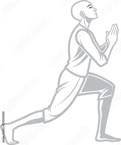 Man in yoga pose praying meditation fitness
