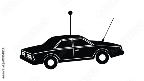 Black and White Radio Controlled Car Silhouette Vector Illustration